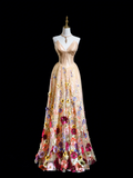 Vintage A Line Sweetheart Blush Pink Floral Tulle Lace Long Prom Dresses For Teens Formal Dress Formal Dress Prom Gown HZ0311
