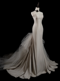 Vintage Mermaid Strapless Sleeveless White Fitted Long Wedding Dress Bride Gown Wedding Dresses HZ0311