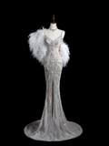 Vintage Mermaid Spaghetti Strap Sleeveless Sequin Fitted Beaded Long Wedding Dress Bride Gown Wedding Dresses HZ0311