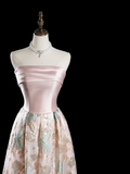 Retro A Line Strapless Pink Satin Prom Dresses Impress 18th Birthday Outfits Prom Gown HZ0311