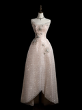 Retro Ball Gown Strapless Light Pink Sequin Long Prom Dresses Impress 18th Birthday Outfits Prom Gown HZ0311