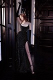 Sparkle Mermaid Spaghetti Straps Black Sequin Long Prom Dresses Impress 18th Birthday Outfits Prom Gown HZ0311