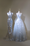 Retro Ball Gown Sweetheart Sequin Light Sky Blue Long Prom Dresses Impress 20th Birthday Outfits Prom Gown HZ0311