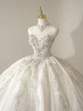 Princess Ball Gown Sweetheart Sleeveless Tulle Fitted Corset Long Wedding Dress Bridal Gown White Wedding Dresses HZ0311
