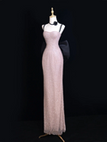 Modest Mermaid Spaghetti Straps Pink Sequin Long Prom Dresses Impress 19th Birthday Outfits Prom Gown HZ0311