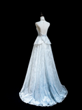 Pretty Ball Gown Sweetheart Light Sky Blue Sequin Senior Aesthetic Prom Dresses Prom Gowns Formal Outfits Graduation Dress HZ0311