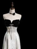 Modest A line Strapless Satin Long Prom Dresses Formal Dress 18th Birthday Outfits Prom Gown HZ0311