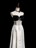 Modest A line Strapless Satin Long Prom Dresses Formal Dress 18th Birthday Outfits Prom Gown HZ0311