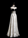 Modest A line Strapless Satin Long Prom Dresses Formal Dress 18th Birthday Outfits Prom Gown HZ0311