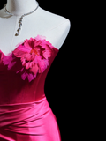 Timeless Mermaid Sweetheart Hot Pink Satin Long Prom Dresses Inspiration Party Dress Prom Gowns HZ0311