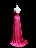 Timeless Mermaid Sweetheart Hot Pink Satin Long Prom Dresses Inspiration Party Dress Prom Gowns HZ0311
