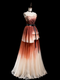 Modest A line Strapless Tulle Multi Colors Long Prom Dresses Formal Dress 20th Birthday Outfits Prom Gown HZ0311