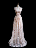 Pretty A line Halter Blush Pink Lace Prom Dresses Formal Dress 18th Birthday Outfits Prom Gown HZ0311