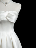 Timeless A line Strapless Sleeveless Satin Fitted Long White Wedding Dress Bride Gown Wedding Dresses HZ0311