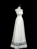 Timeless A line Strapless Sleeveless Satin Fitted Long White Wedding Dress Bride Gown Wedding Dresses HZ0311
