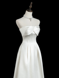 Timeless A line Strapless Sleeveless Satin Fitted Long White Wedding Dress Bride Gown Wedding Dresses HZ0311