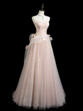 Pretty Ball Gown Strapless Blush Pink Tulle Senior Aesthetic Prom Dresses Prom Gowns Formal Outfits Graduation Dress HZ0311