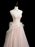 Pretty Ball Gown Strapless Blush Pink Tulle Senior Aesthetic Prom Dresses Prom Gowns Formal Outfits Graduation Dress HZ0311