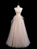Pretty Ball Gown Strapless Blush Pink Tulle Senior Aesthetic Prom Dresses Prom Gowns Formal Outfits Graduation Dress HZ0311