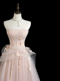 Pretty Ball Gown Strapless Blush Pink Tulle Senior Aesthetic Prom Dresses Prom Gowns Formal Outfits Graduation Dress HZ0311