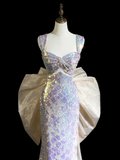 Modest Mermaid Sweetheart Sequin Lilac Long Prom Dresses Formal Dress 20th Birthday Outfits Prom Gown HZ0311