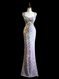 Modest Mermaid Sweetheart Sequin Lilac Long Prom Dresses Formal Dress 20th Birthday Outfits Prom Gown HZ0311