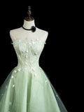 Chic Ball Gown Strapless Mint Green Tulle Senior Aesthetic Prom Dresses Prom Gowns Formal Outfits Graduation Dress HZ0311