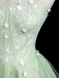 Chic Ball Gown Strapless Mint Green Tulle Senior Aesthetic Prom Dresses Prom Gowns Formal Outfits Graduation Dress HZ0311