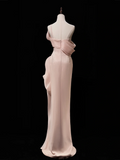 Timeless Mermaid One Shoulder Blush Pink Satin Long Prom Dresses Inspiration Party Dress Prom Gowns HZ0311