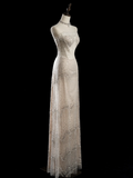 Vintage Sheath Strapless Sleeveless White Fitted Beaded Long Wedding Dress Bride Gown Wedding Dresses HZ0311