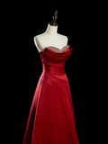 Chic Ball Gown Sweetheart Red Satin Beads Senior Aesthetic Prom Dresses Prom Gowns Formal Outfits Graduation Dress HZ0311