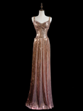 Chic A Line Sweetheart Gold Sequin Beads Senior Aesthetic Prom Dresses Prom Gowns Formal Outfits Party Dress HZ0311