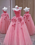Classy Ball Gown Strapless Hot Pink Tulle Prom Dresses Formal Dress 20th Birthday Outfits Prom Gown HZ0311