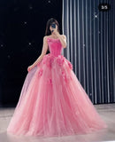 Classy Ball Gown Strapless Hot Pink Tulle Prom Dresses Formal Dress 20th Birthday Outfits Prom Gown HZ0311