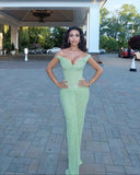 Elegant Mermaid Sweetheart Sequin Mint Green Prom Dresses For Teens Formal Dress Party Outfits Prom Gown HZ0311
