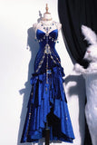Elegant Mermaid Spaghetti Straps Royal Blue Velvet Long Prom Dresses Formal Dress Party Outfits Prom Gown HZ0311