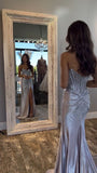 Fancy Mermaid Sweetheart Satin Slit Prom Dresses For Teens Formal Dress Party Outfits Prom Gown HZ0311