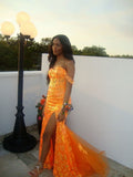Sexy Mermaid Off The Shoulder Sequin Split Prom Dresses Formal Dress 18th Birthday Outfits Prom Gown HZ0311
