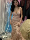 Sexy Mermaid Halter Blush Pink Sequin Prom Dresses Formal Dress 18th Birthday Outfits Prom Gown HZ0311