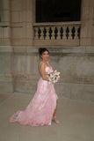 Beautiful Ball Gown Sweetheart Pink Lace Slit Prom Dresses Inspiration Prom Gown Princess Senior Graduation Dress HZ0311