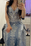 Sexy Mermaid Spaghetti Straps Silver Gray Sequin Long Prom Dresses Inspiration Formal Gown HZ0311