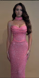Shinning Mermaid Sweetheart Sequin Pink Prom Dresses For Teens Formal Dress Party Outfits Prom Gown HZ0311