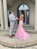 Fancy Mermaid Sweetheart Pink Lace Long Prom Dresses For Teens Formal Dress Party Outfits Prom Gown HZ0311