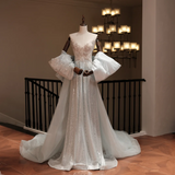 Unique A line Sweetheart Silver Sequin Prom Dresses For Teens Formal Dress Party Outfits Prom Gown HZ0311