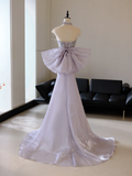 Unique Mermaid Sweetheart Lilac Sequin With Bow Long Prom Dresses For Teens Formal Dress Party Outfits Prom Gown HZ0311