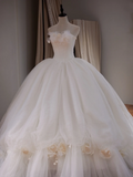 Princess Ball Gown Strapless Sleeveless Fitted Corset Tulle Wedding Dress Bride Gowns White Wedding Dresses HZ0311