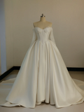 Princess Ball Gown Sweetheart Sleeveless Satin Fitted Corset Long Wedding Dress Bride Gowns White Wedding Dresses HZ0311