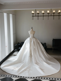 Princess Ball Gown Strapless Sleeveless Satin Fitted Corset Long Wedding Dress Bride Gowns Lace Wedding Dresses HZ0311