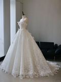 Princess Ball Gown Strapless Sleeveless Lace Fitted Corset Long Wedding Dress Bride Gowns White Wedding Dresses HZ0311