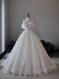 Princess Ball Gown Strapless Sleeveless Lace Fitted Corset Long Wedding Dress Bride Gowns White Wedding Dresses HZ0311